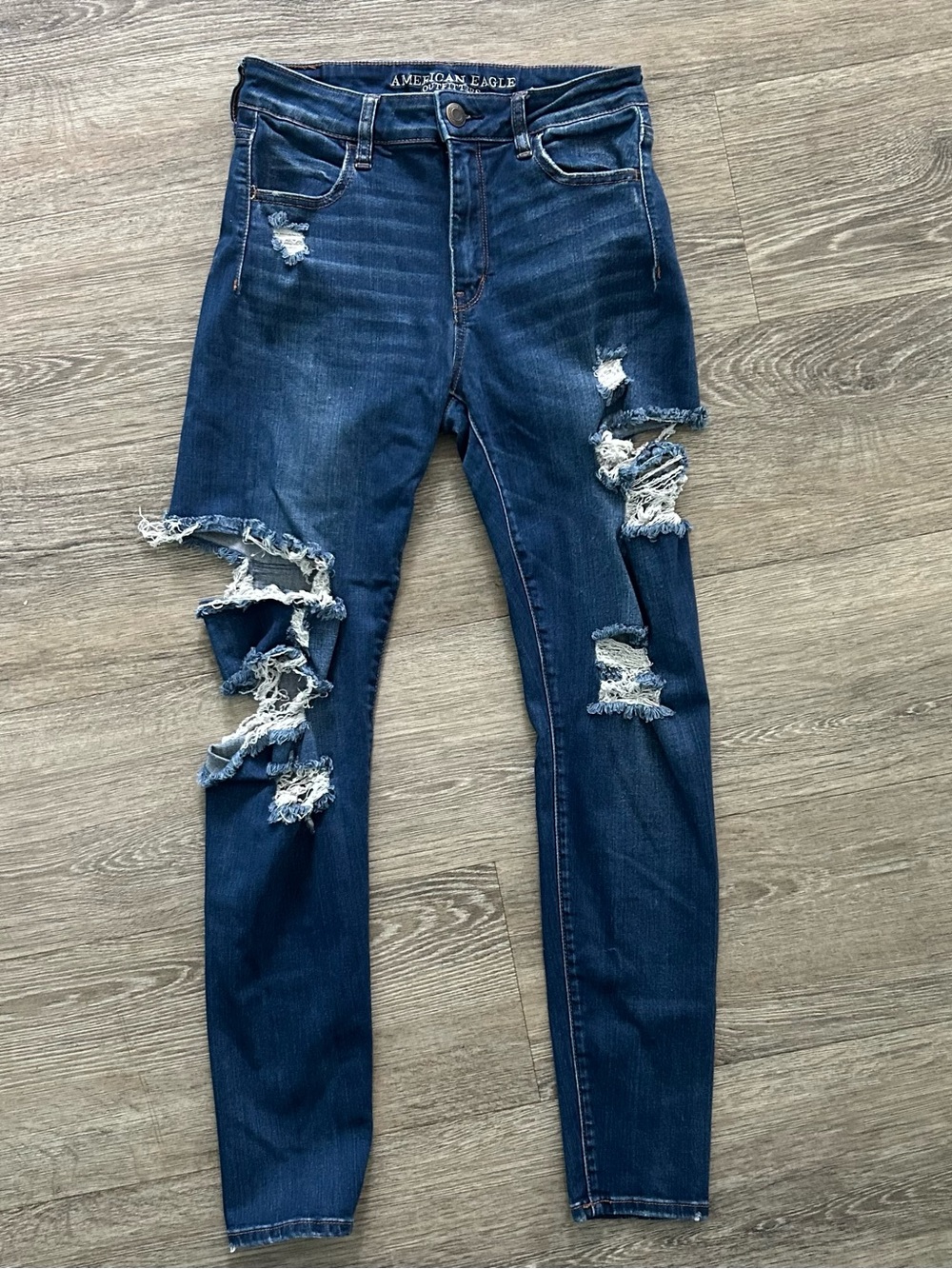 American Eagle Outfitters Indigo Distressed Skinny Jeans